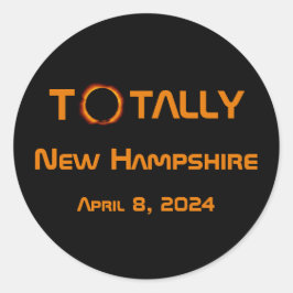 Volledig New Hampshire 2024 Zonsverduistering Ronde Sticker