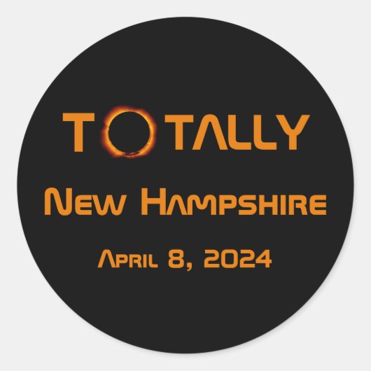 Volledig New Hampshire 2024 Zonsverduistering Ronde Sticker (Voorkant)
