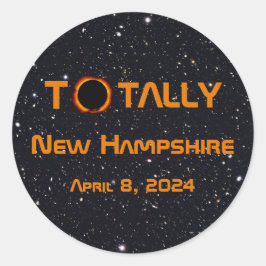 Volledig New Hampshire 2024 Zonsverduistering Ronde Sticker