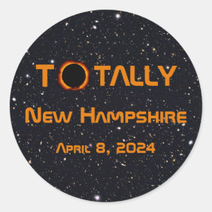 Volledig New Hampshire 2024 Zonsverduistering Ronde Sticker