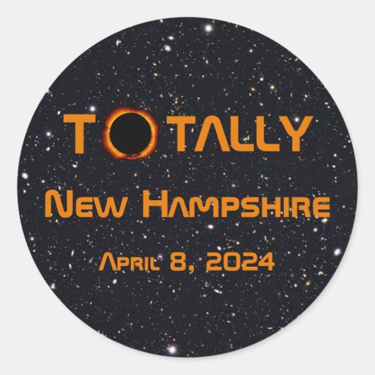 Volledig New Hampshire 2024 Zonsverduistering Ronde Sticker (Voorkant)