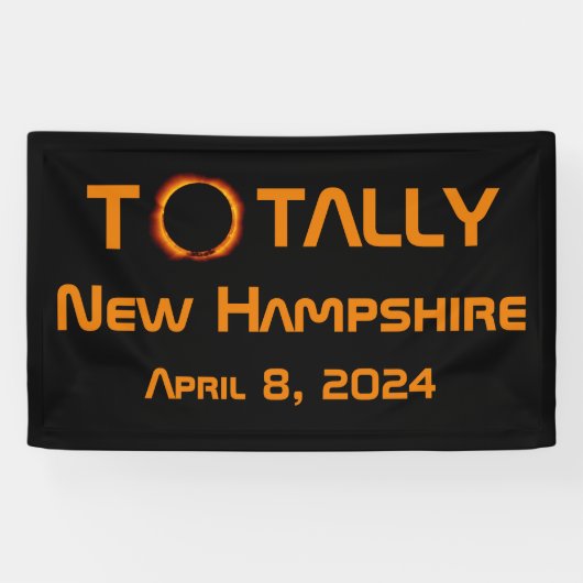 Volledig New Hampshire 2024 Zonsverduistering Spandoek (Horizontaal)
