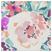 VOLLEDIG OP Boho Chic Dark Floral Waterverf Print Stof (Close Up)