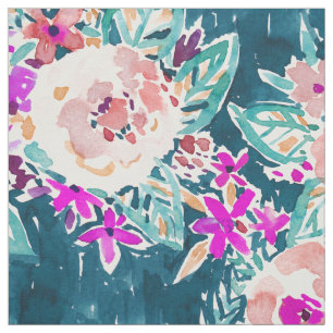VOLLEDIG OP Boho Chic Dark Floral Waterverf Print Stof