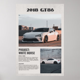 Volledig op maat gemaakte auto-specificatiebord in poster