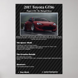 Volledig op maat gemaakte Car Show Spec Board Poster