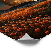 Volledig Oranje Moon-veld van bloemen Poster (Hoek)