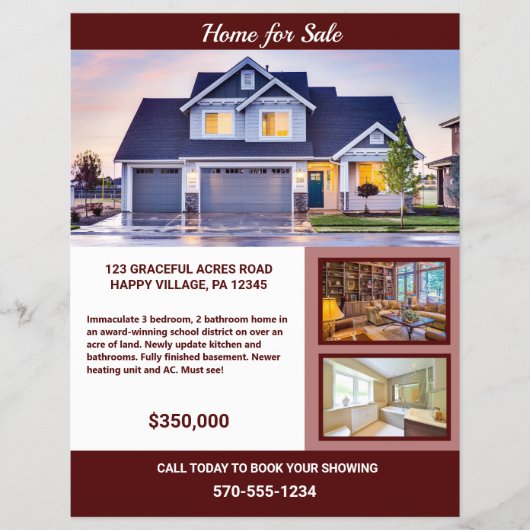 Volledig pagina 2 Bezocht huis voor verkoopbrochur Flyer (Voorkant)