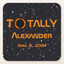 Volledig persoonlijk 2024 Zonsverduistering Kartonnen Onderzetters