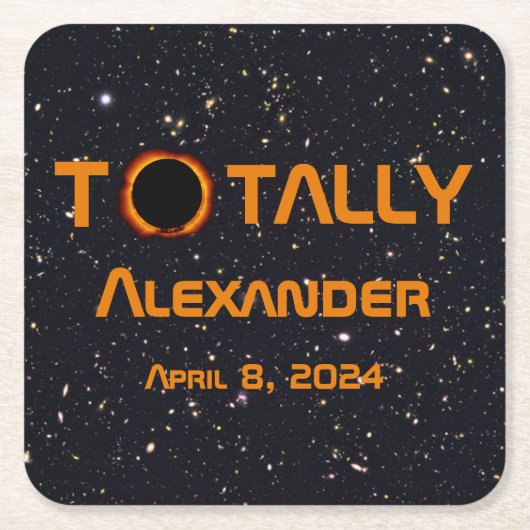 Volledig persoonlijk 2024 Zonsverduistering Kartonnen Onderzetters (Voorkant)