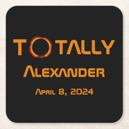 Volledig persoonlijk 2024 Zonsverduistering Kartonnen Onderzetters