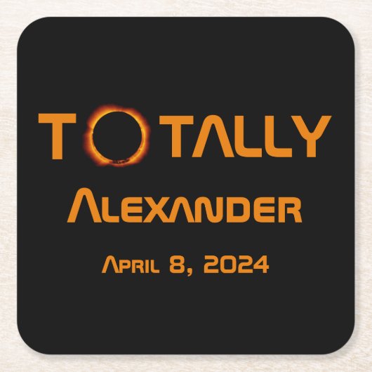 Volledig persoonlijk 2024 Zonsverduistering Kartonnen Onderzetters (Voorkant)