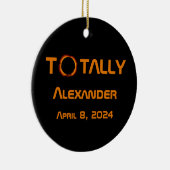 Volledig persoonlijk 2024 Zonsverduistering Keramisch Ornament (Rechts)