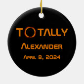 Volledig persoonlijk 2024 Zonsverduistering Keramisch Ornament (Achterkant)