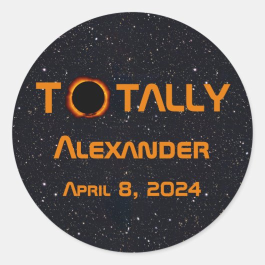 Volledig persoonlijk 2024 Zonsverduistering Ronde Sticker (Voorkant)