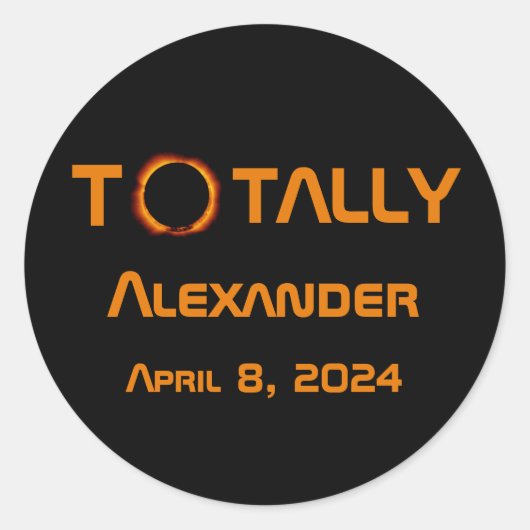 Volledig persoonlijk 2024 Zonsverduistering Ronde Sticker (Voorkant)