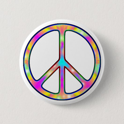 Volledig Psychedelic Peace Sign Ronde Button 5,7 Cm (Voorkant)