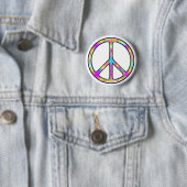 Volledig Psychedelic Peace Sign Ronde Button 5,7 Cm (In situ)