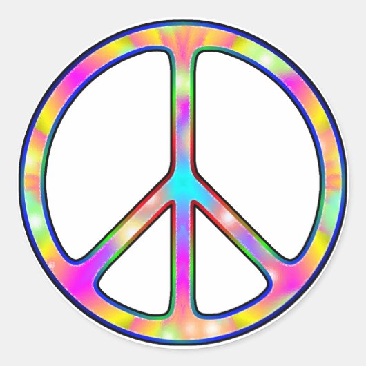 Volledig Psychedelic Peace Sign Ronde Sticker (Voorkant)