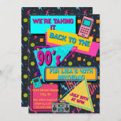 Volledig Rad 80er / 90er Jaren Feest Uitnodiging (Voorkant / Achterkant)