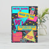 Volledig Rad 80s / 90s Thema Feest Uitnodiging (Staand voorkant)