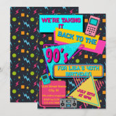 Volledig Rad 80s / 90s Thema Feest Uitnodiging (Voorkant / Achterkant)