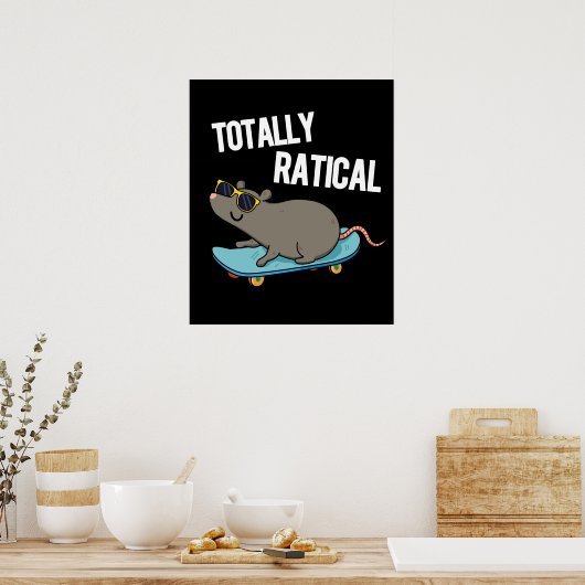 Volledig rationele Funny Rat Pun Dark BG Poster (Keuken)