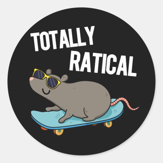 Volledig rationele Funny Rat Pun Dark BG Ronde Sticker (Voorkant)