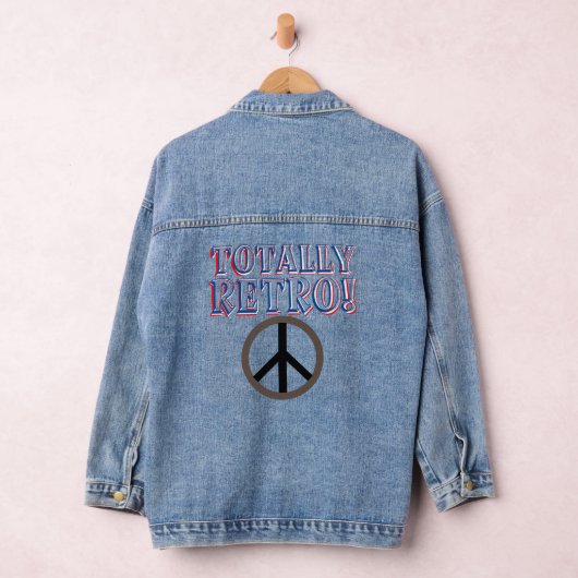 Volledig Retro Rood Blauw Wit Vredesbord Denim Jacket (Hangar)