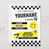 Volledig Retro Verjaardag Uitnodiging (Geel) (Voorkant)