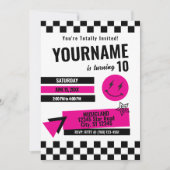 Volledig Retro Verjaardag Uitnodiging (Roze) (Voorkant)