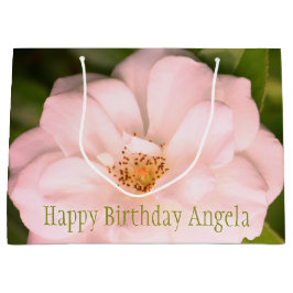 Volledig roze rozenbloem groot cadeauzakje