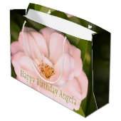 Volledig roze rozenbloem groot cadeauzakje (Achterkant Gekanteld)