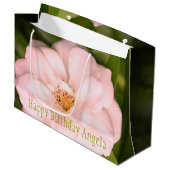 Volledig roze rozenbloem groot cadeauzakje (Voorkant Gekanteld)