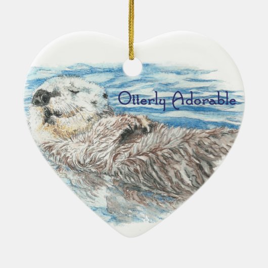 Volledig Schattige Humorister Cute Otter Keramisch Ornament (Achterkant)