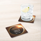 Volledig toegewijde eclips thema bruiloft kartonnen onderzetters (Insitu)