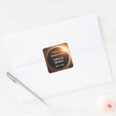 Volledig toegewijde eclips thema bruiloft vierkante sticker (Envelop)