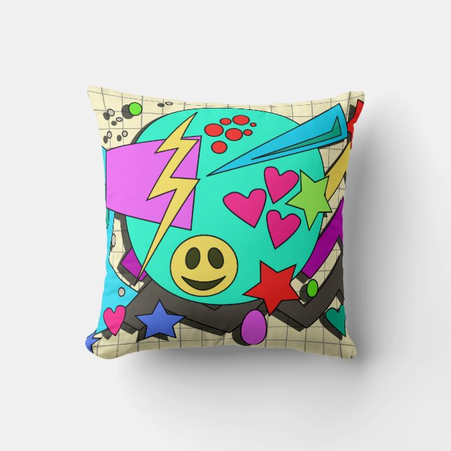 Volledig Toon Nineties Flashback Cartoon Patroon Kussen (Voorkant)