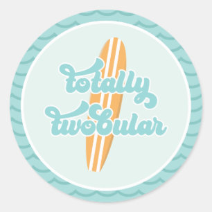 Volledig Tweejarige Verjaardag Twobular Surf Stran Ronde Sticker