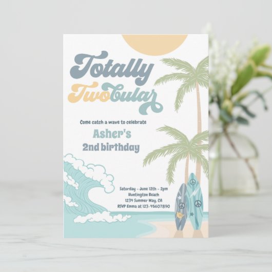 Volledig Tweevoudig Retro Surf strand 2e verjaarda Kaart (Staand voorkant)