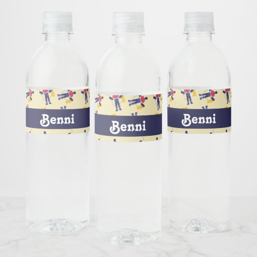 Volledig uitgeruste man van lastechnicus waterfles etiket (Flessen)