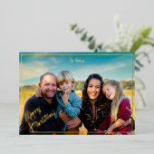Volledig uitlopende vakantiefoto kaart goud folie (Staand Voorkant)