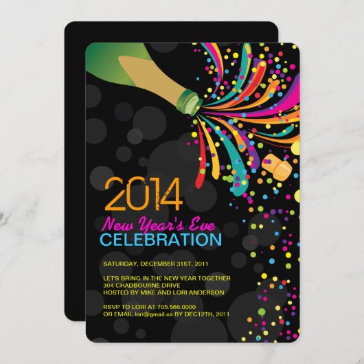 Volledig  uitnodiging voor nieuwe jaren (Voorkant / Achterkant)