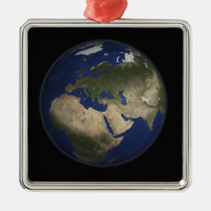 Volledig uitzicht van de Aarde in Afrika, Europa e Metalen Ornament