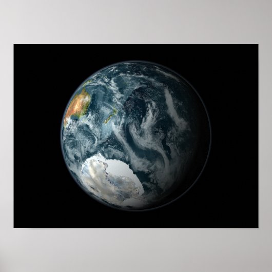 Volledig uitzicht van de Aarde met Antarctica Poster (Voorkant)