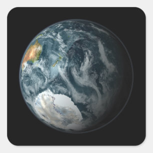 Volledig uitzicht van de Aarde met Antarctica Vierkante Sticker