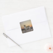 Volledig uitzicht van luipaard (Panthera pardus) Vierkante Sticker (Envelop)
