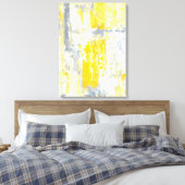 'Volledig unieke' grijze en gele Abstracte kunst Canvas Afdruk (Insitu (Slaapkamer))