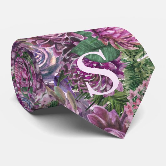 Volledig van Bloem die met Monogram wordt geperson Stropdas (Opgerold)