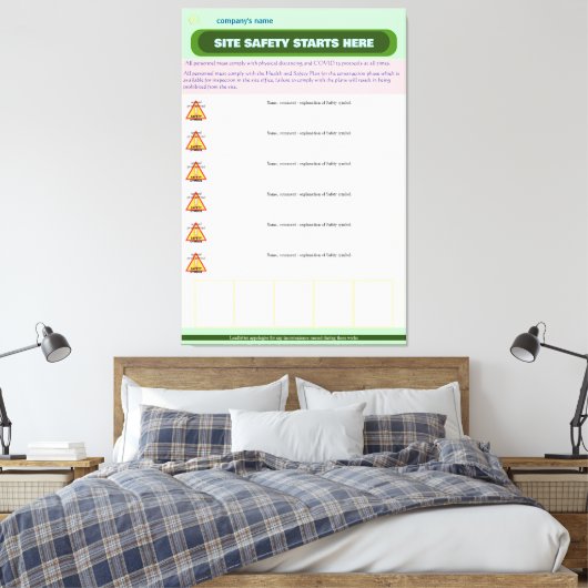 Volledig  veiligheidsraad voor de bouwplaats canvas afdruk (Insitu (Slaapkamer))